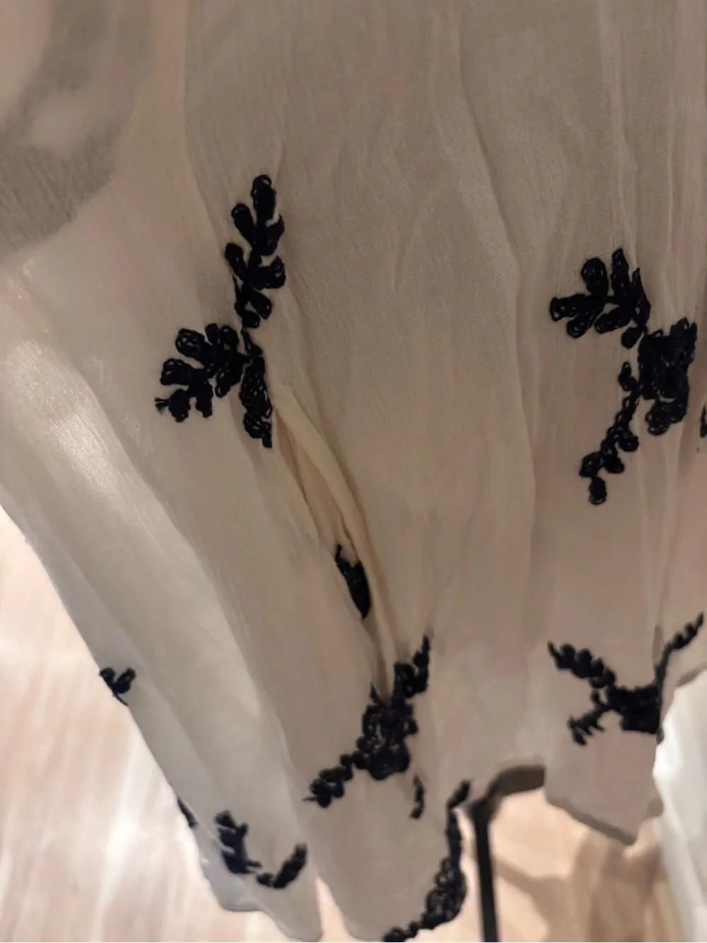 Free People Emma Embroidered Floral Peasant Babydoll Mini Dress w/Pockets Size S - Picture 15 of 16